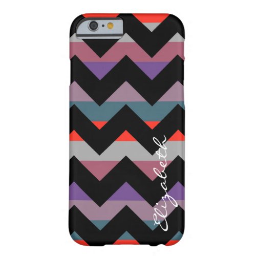 Black Chevron Colorful Stripes Monogram Barely There iPhone 6 Case