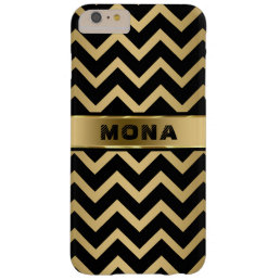 Black Chevron Gold Background Barely There iPhone 6 Plus Case
