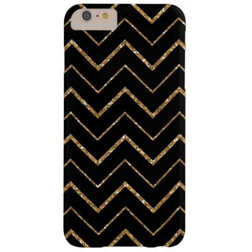 Black Chevron Gold Faux Glitter Barely There iPhone 6 Plus Case