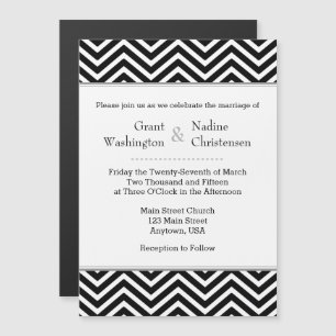 Black Chevron Magnetic Wedding Invitation