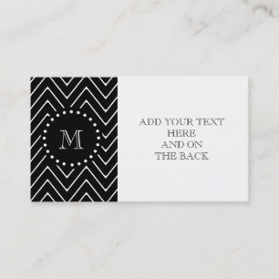 Black Chevron Pattern Black Monogram Business Card