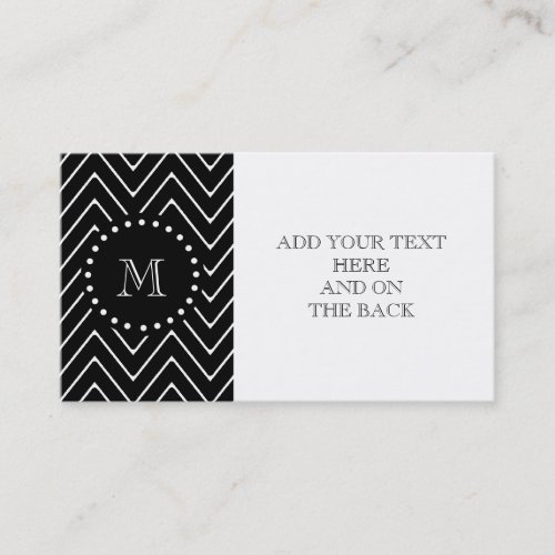 Black Chevron Pattern | Black Monogram Business Card Templates