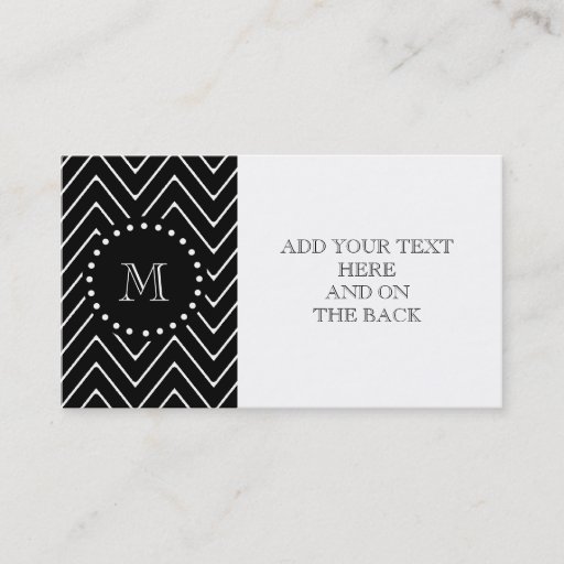 Customizable Black Chevron Pattern | Black Monogram Business Card Templates