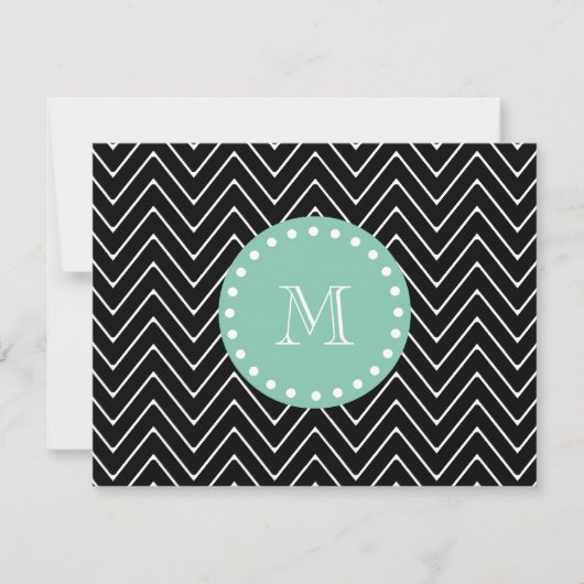 Black Chevron Pattern | Mint Green Monogram (Front)