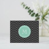 Black Chevron Pattern | Mint Green Monogram (Standing Front)