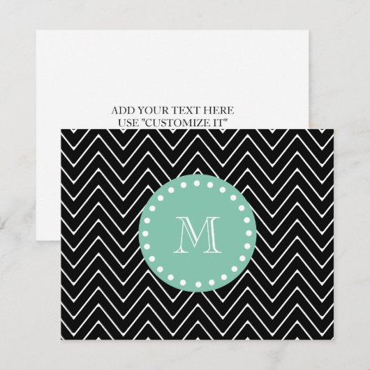 Black Chevron Pattern | Mint Green Monogram (Front/Back)