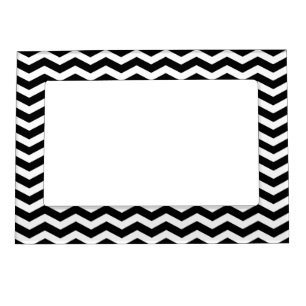 Black Chevron Pattern Picture Frame Magnet