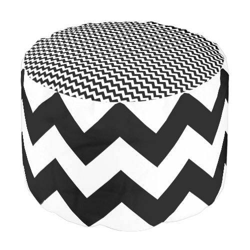 Black Chevron Print Pouf