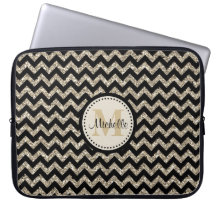 Black Chevron Silver Gold Faux Glitter Monogram