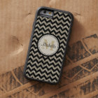 Black Chevron Silver Gold Monogram