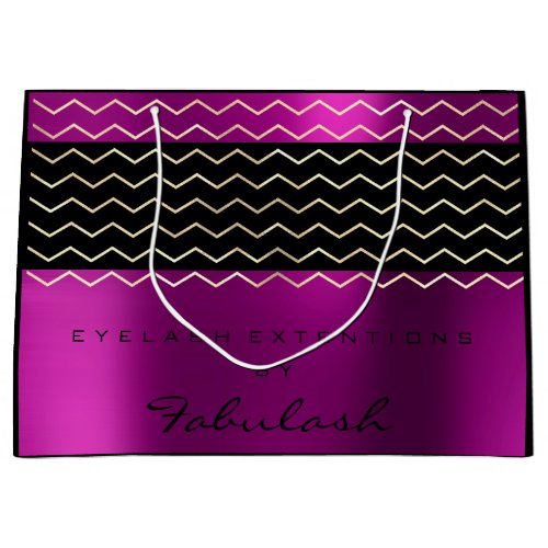 Black Chevron Stripes Pink Purple Metallic Elegant Large Gift Bag