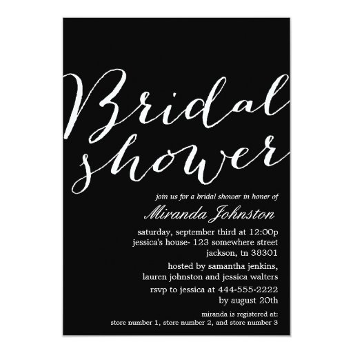 Black Chic Bridal Shower Invitations | Zazzle