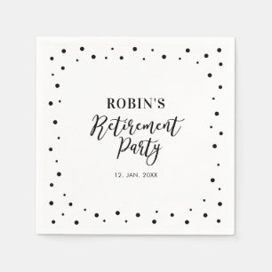 Black Chic Confetti Modern Retirement Party Napkins