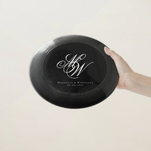 Black Chic Couple Monogram Newlyweds Wham-O Frisbee