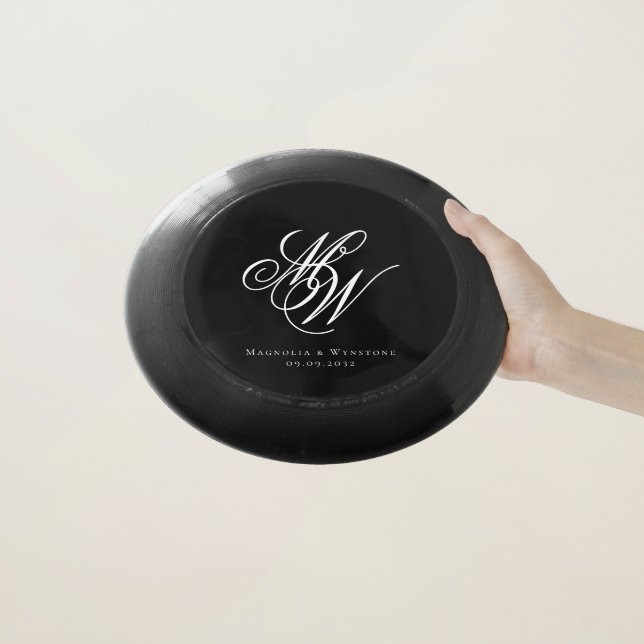 Black Chic Couple Monogram Newlyweds Wham-O Frisbee (In Hand)
