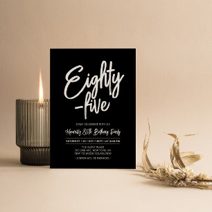 Black Chic Eighty - five 85th Birthday Party Invitation