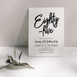 Black Chic Eighty - five 85th Birthday Party Invitation