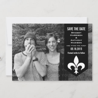 Black Chic Flourish Banner Save the Date Invite