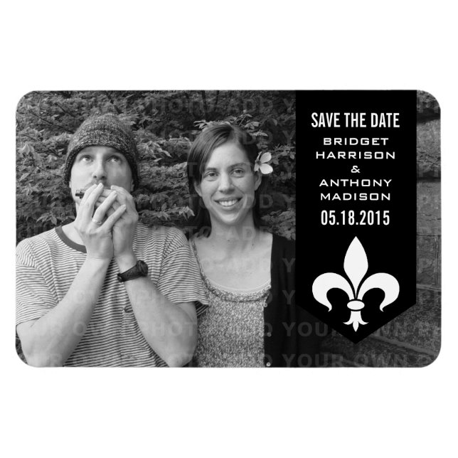 Black Chic Flourish Banner Save the Date Magnet (Horizontal)