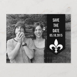 Black Chic Flourish Banner Save the Date Postcard