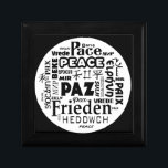Black chic Gift box multilingual peace words.<br><div class="desc">Black chic Gift box multilingual peace words. This is a multiple language peace design I recently updated from an original I created some 25 years ago. It became famous on button badges and postcards as well as shirts. The original was created in Letraset - if anyone remembers that!? Now available...</div>