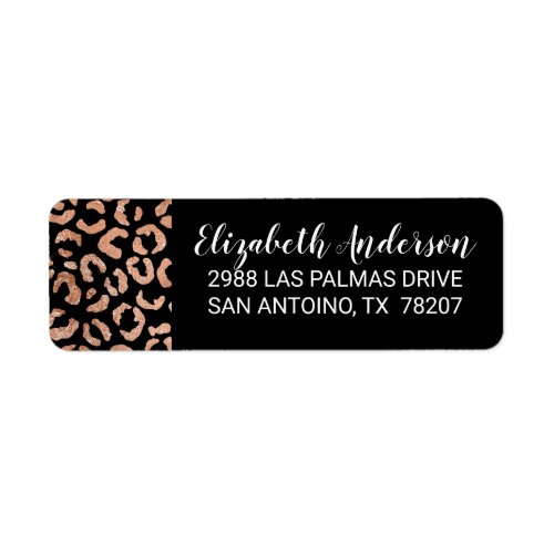 Black Chic Leopard Animal Print Label