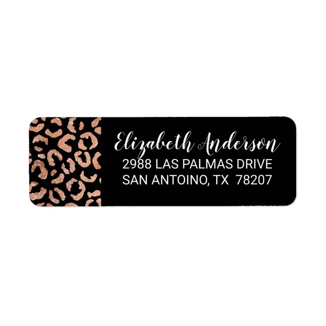 Black Chic Leopard Animal Print Label (Front)