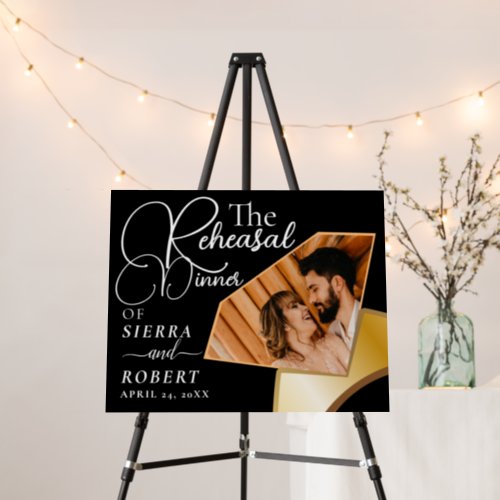 Black Chic Minimal Rehearsal Dinner Welcome Sign