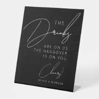 Black Chic Minimalist Script Funny Wedding Drinks