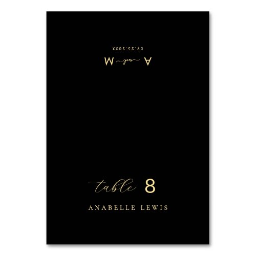 Black Chic Monogram Guest Name Wedding Place Card