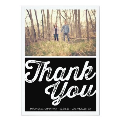 Black Chic Photo Wedding Thank You Cards