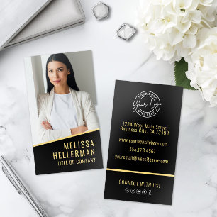 Black Chic Real Estate Gold Foil Business Cards