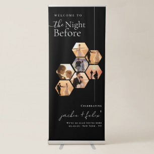 Black Chic Rehearsal Dinner Hexagon Custom Photo Retractable Banner