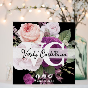 Black & Chic Vintage Floral Oversize Business Card Foam Board