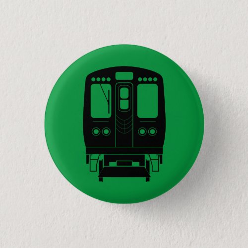 Black Chicago L Profile on Green Background Button