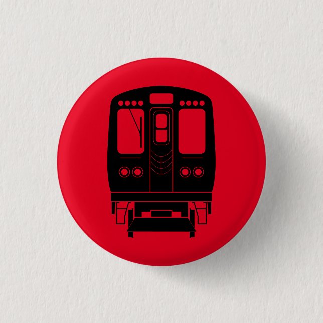 Black Chicago “L” Profile on Red Background Button (Front)