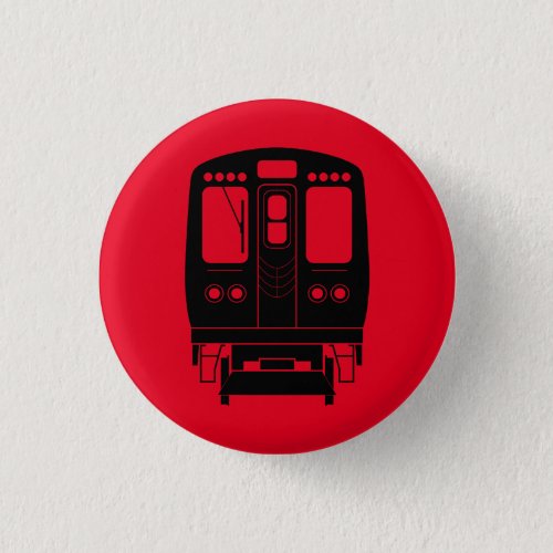 Black Chicago L Profile on Red Background Button