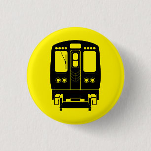 Black Chicago “L” Profile on Yellow Background Button