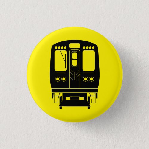 Black Chicago L Profile on Yellow Background Button