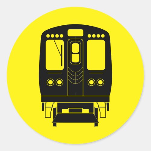 Black Chicago L Profile on Yellow Background Classic Round Sticker