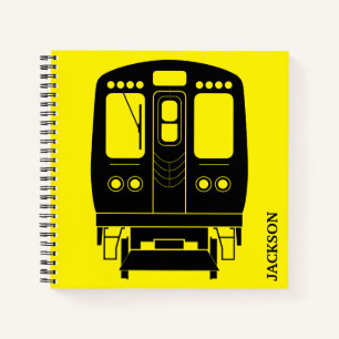 Black Chicago “L” Profile on Yellow Background Notebook