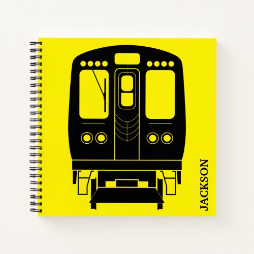 Black Chicago L Profile on Yellow Background Notebook