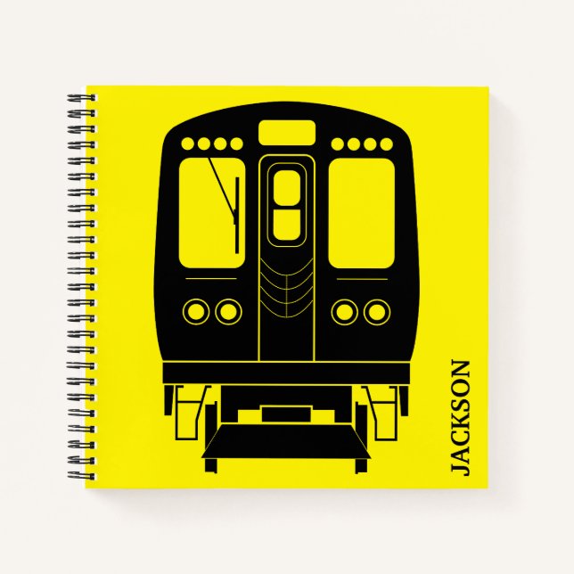 Black Chicago “L” Profile on Yellow Background Notebook (Front)