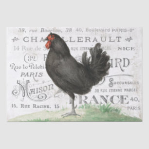 Black Chicken Hen French City Name Paris Decoupage Tissue Paper