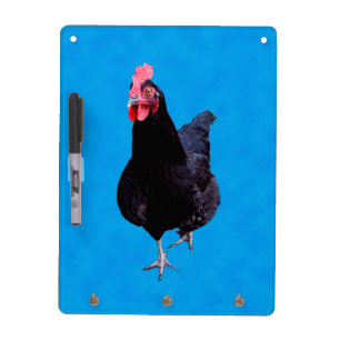 Black Chicken On Blue, Dry Erase Board