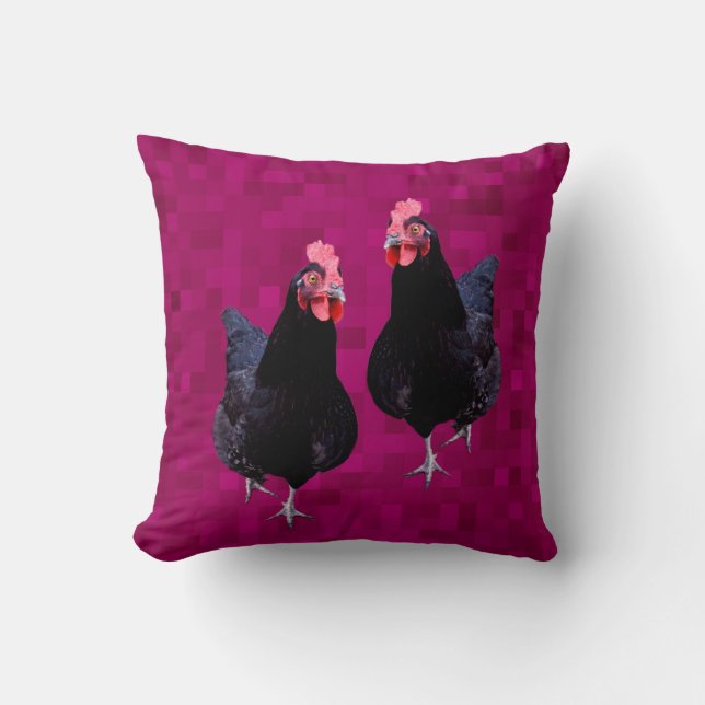 Black Chicken Reversible, Throw Pillow (Front)