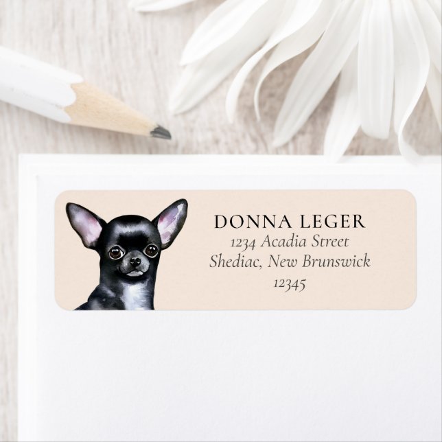 Black Chihuahua Dog Personalized Address Label (Insitu)