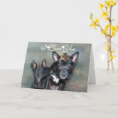 Black Chihuahua Dog with Mouse I Love You Card (Yellow Flower)