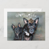 Black Chihuahua Dog with Mouse I Love You Postcard (Front/Back)
