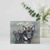 Black Chihuahua Dog with Mouse I Love You Postcard (Standing Front)